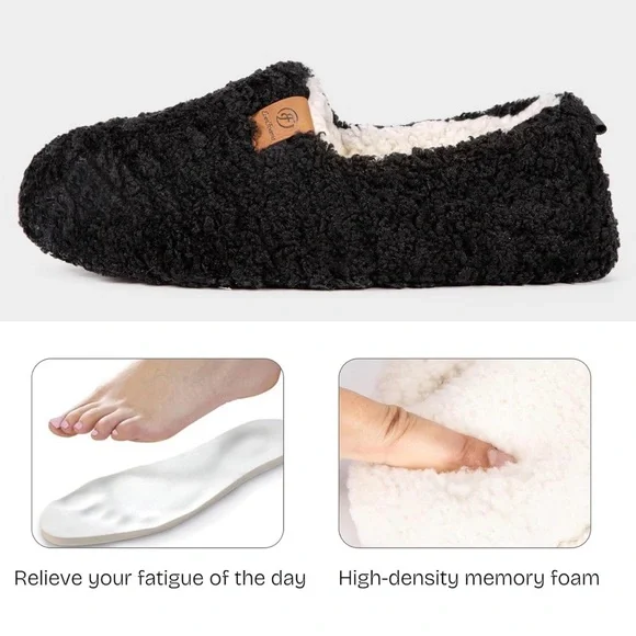 Women’s Soft Curly Full Slippers Memory Foam Lightweight House Shoes - Picture 4 of 7